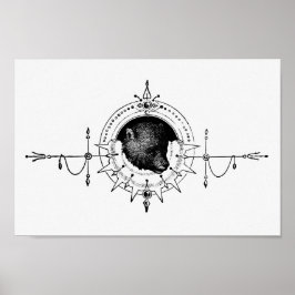 Póster Ilustracion de oso de vintage