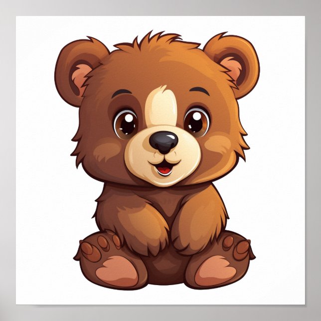 Póster ilustracion de oso personalizado (Frente)