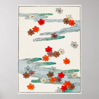 Póster Ilustración de otoño y agua de Bijutsu Sekai