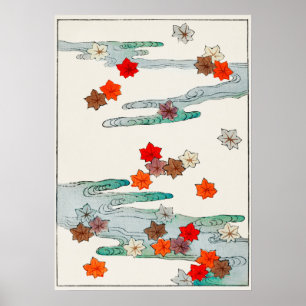 Póster Ilustración de otoño y agua. Mejorada digitalmente