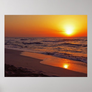 Póster Ilustración de paisaje de puesta de sol hermosa