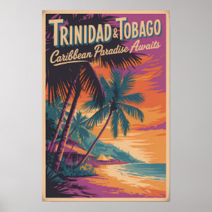 Póster Ilustración de paisaje de Trinidad y Tobago Viajes