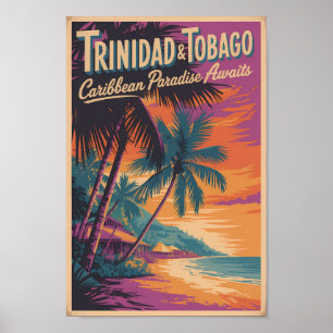 Póster Ilustración de paisaje de Trinidad y Tobago Viajes