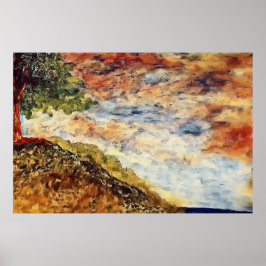 Póster Ilustracion de paisaje forestal mágico otoñal