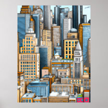 Ilustracion de paisajes urbanos de Nueva York