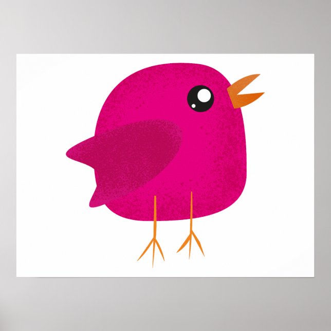 Póster Ilustración de pajarito rosa lindo (Frente)