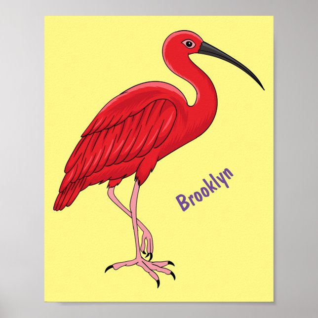 Póster Ilustracion de pájaro ibis de escarlata personaliz (Frente)