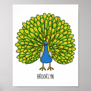 Póster Ilustracion de pájaro pavo real