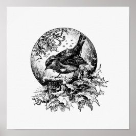 Póster Ilustracion de pájaro vintage