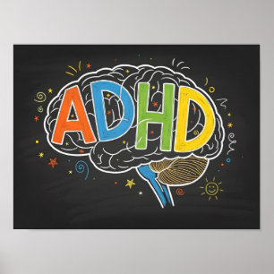 Póster ILUSTRACION de Palabras Cerebrales Coloridas de Co
