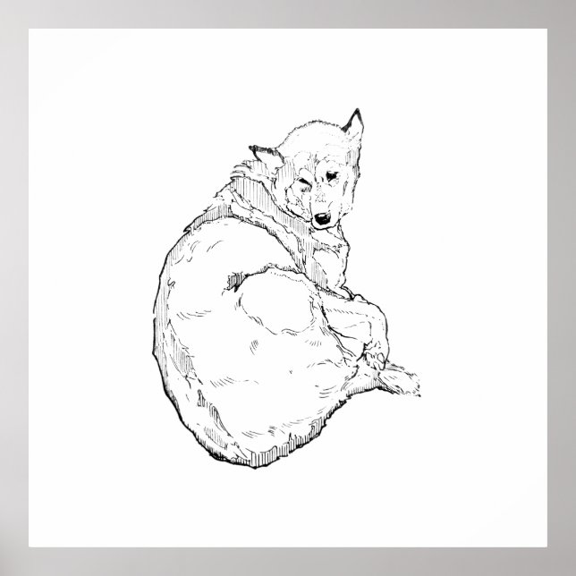 Póster Ilustración de pared de perro husky siberiano mini (Frente)