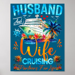 Póster Ilustración de pareja casada en crucero