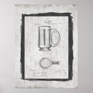 Póster Ilustracion de patente de cerveza de cosecha vinta