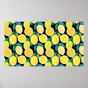 Póster Ilustracion de patrón de cosecha de limón de acuar