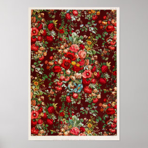 Póster Ilustracion de patrón floral vintage