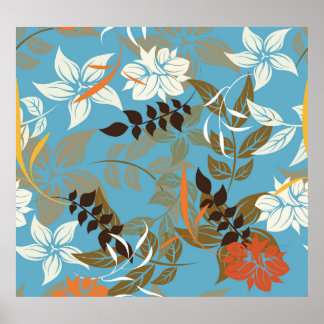 Póster Ilustracion de patrón floral: Vintage sin foco