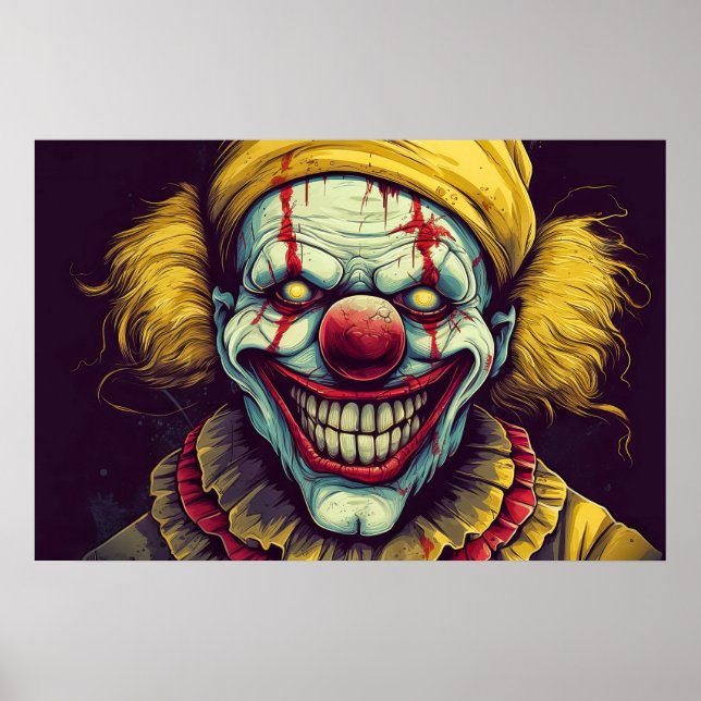 Póster Ilustración de payaso de carnaval siniestro (Frente)