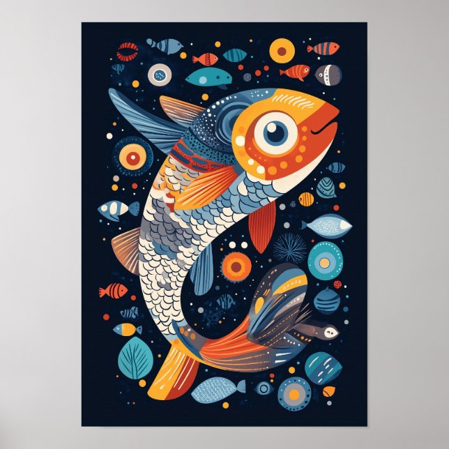 Póster Ilustracion de peces geométricos (Frente)
