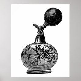 Póster Ilustracion de perfume blanco y negro