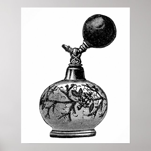 Póster Ilustracion de perfume blanco y negro (Frente)