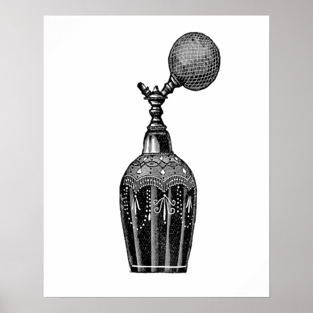 Póster Ilustracion de perfume blanco y negro (Frente)