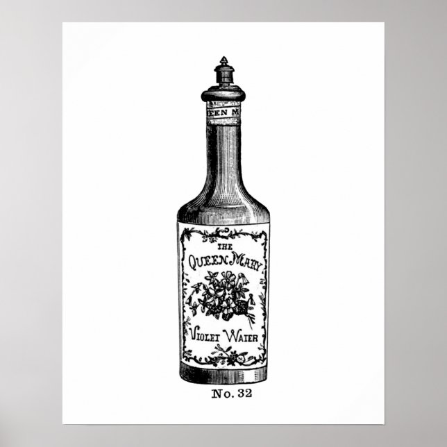 Póster Ilustracion de perfume blanco y negro (Frente)