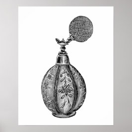 Póster Ilustracion de perfume blanco y negro