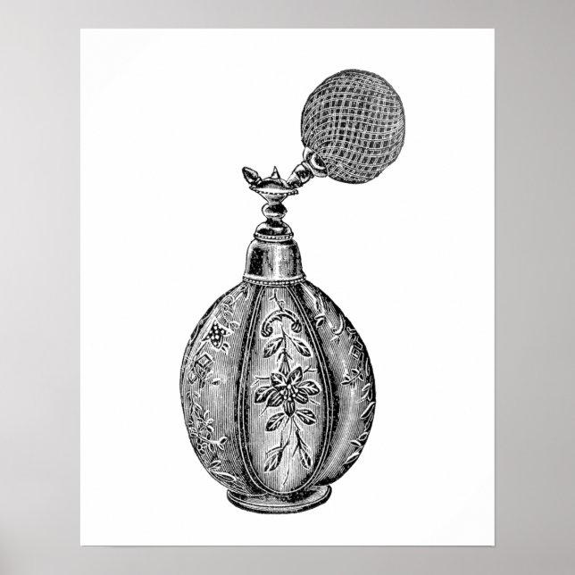 Póster Ilustracion de perfume blanco y negro (Frente)