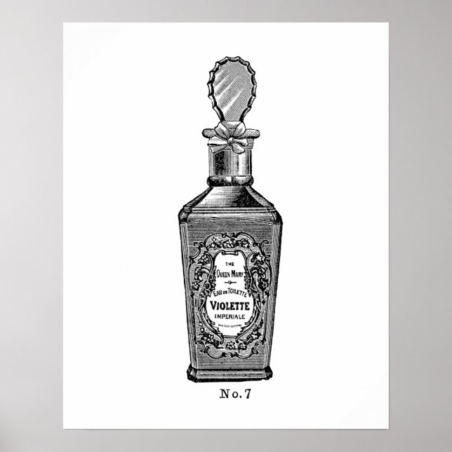 Póster Ilustracion de perfume blanco y negro (Frente)