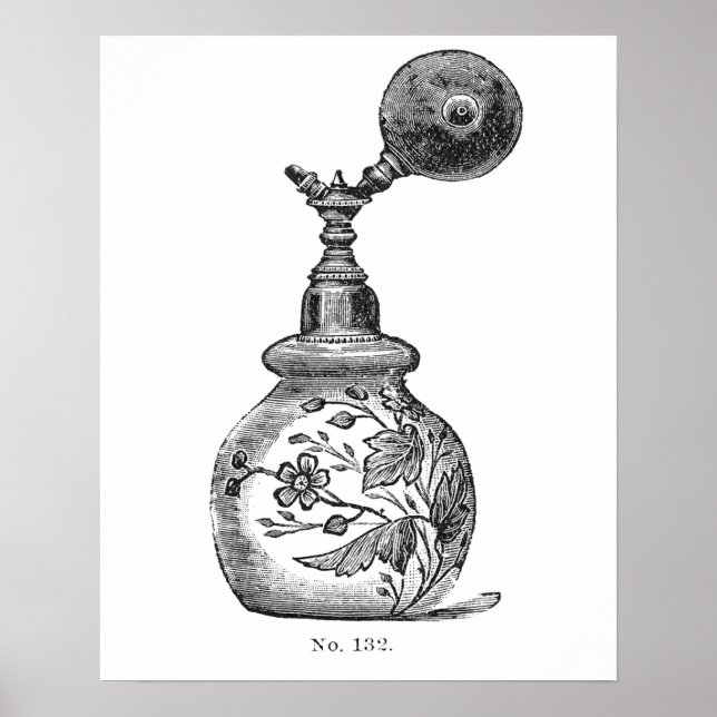 Póster Ilustracion de perfume blanco y negro (Frente)