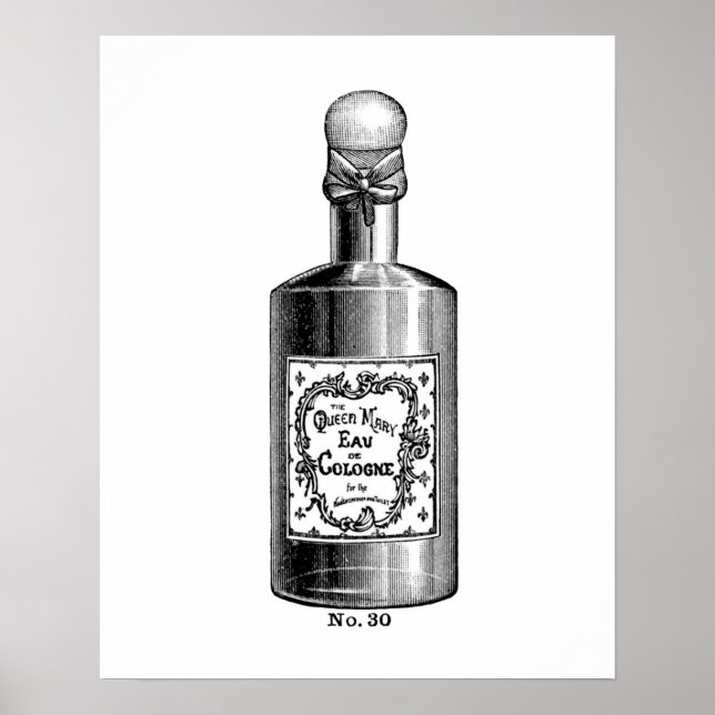 Póster Ilustracion de perfume blanco y negro (Frente)