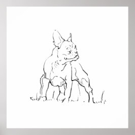 Póster Ilustración de perro Bulldog Francés - Mamá de per