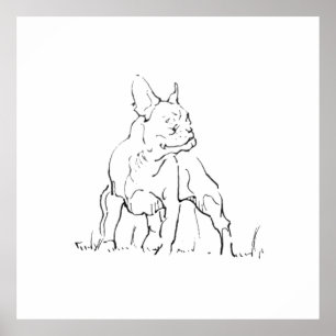 Póster Ilustración de perro Bulldog Francés - Mamá de per