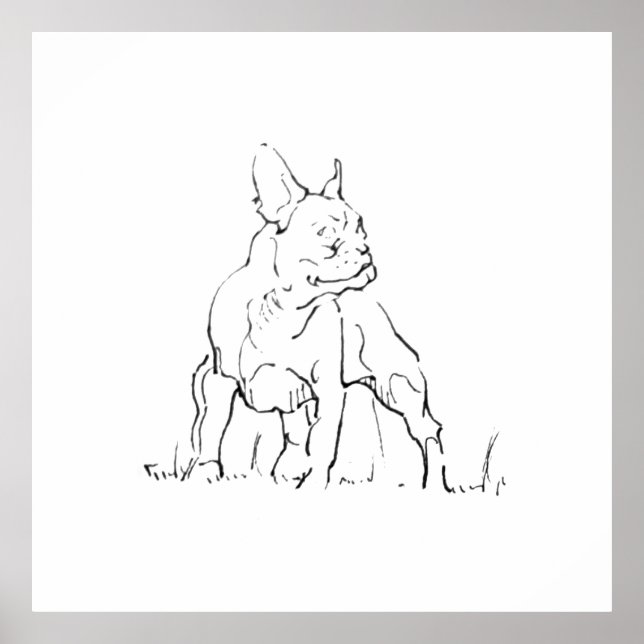 Póster Ilustración de perro Bulldog Francés - Mamá de per (Frente)