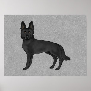 Póster Ilustración de perro cartoon pastor alemán negro