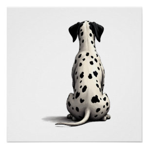 Póster Ilustración de perro dálmata vintage desde atrás M