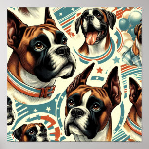 Póster Ilustracion de perro de Boxer sin costura