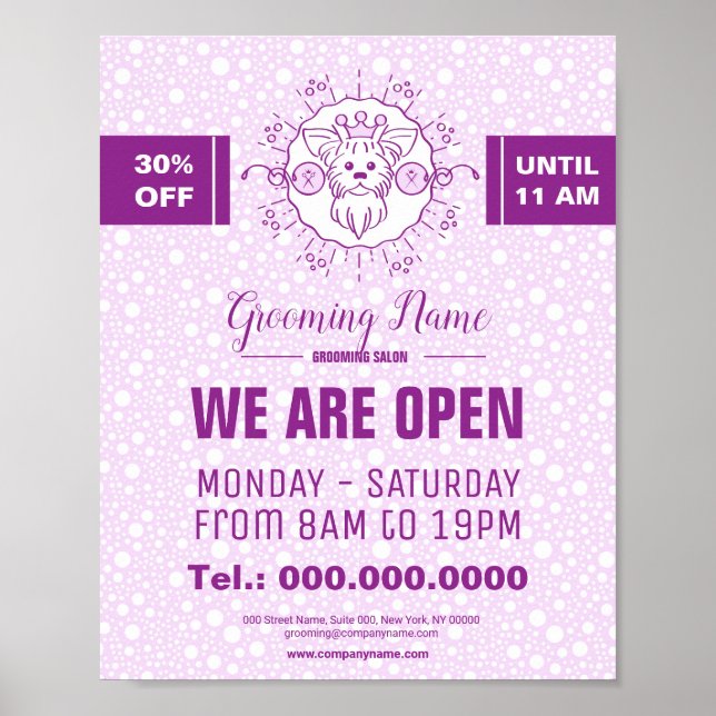 Póster Ilustracion de perro de caricatura para Grooming (Frente)