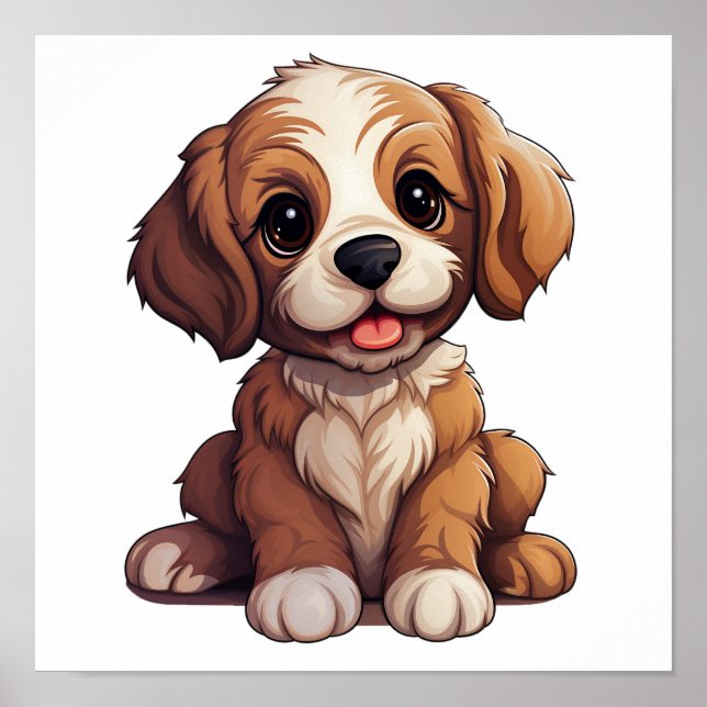 Póster Ilustracion de perro de dibujos animados (Frente)