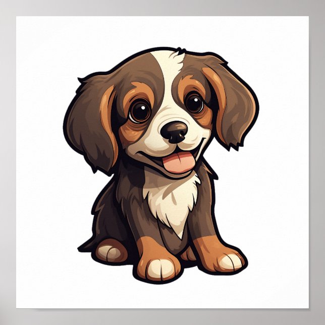 Póster Ilustracion de perro de dibujos animados (Frente)