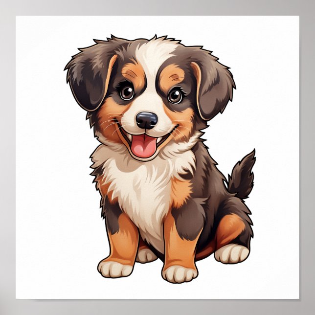 Póster Ilustracion de perro de dibujos animados (Frente)