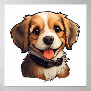Póster Ilustracion de perro de dibujos animados