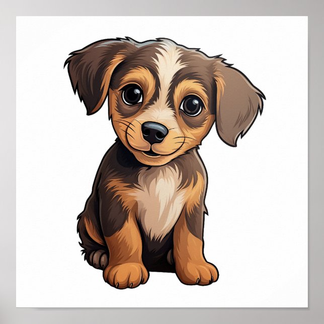Póster Ilustracion de perro de dibujos animados (Frente)