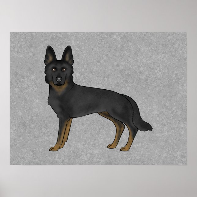 Póster Ilustración de perro de dibujos animados Bi-Black  (Frente)