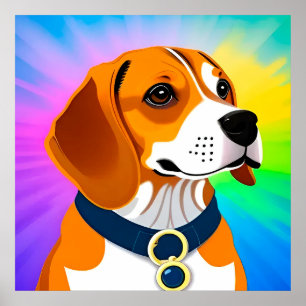 Póster Ilustración de perro de dibujos animados coloridos