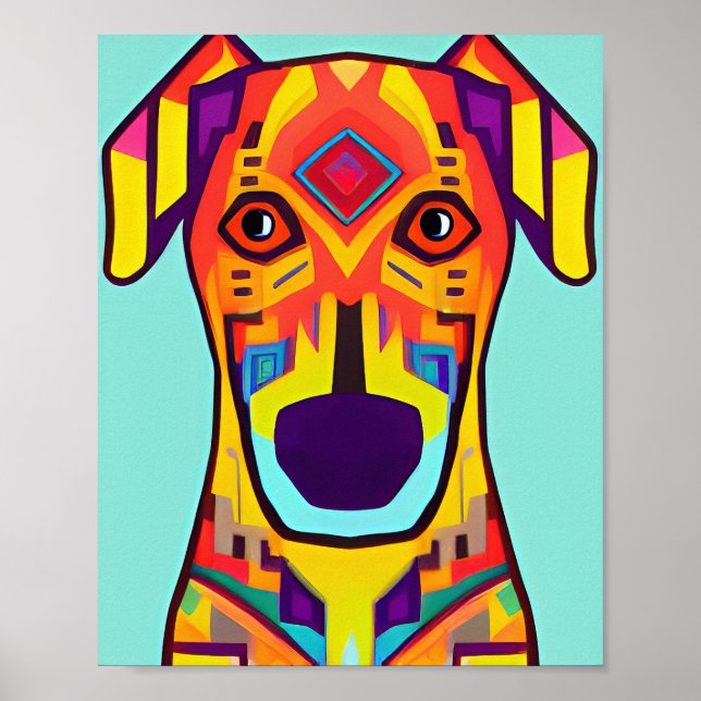 Póster Ilustracion de perro decorativo (Frente)
