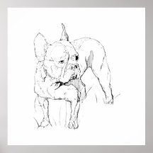 Ilustración de perro dibujada a mano de Bulldog Fr