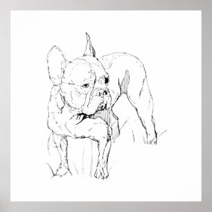 Póster Ilustración de perro dibujada a mano de Bulldog Fr
