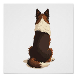 Póster Ilustración de perro vintage Border Collie desde a