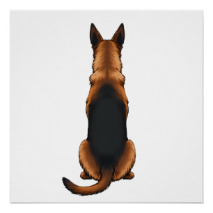 Póster Ilustración de perro vista trasera de pastor alemá